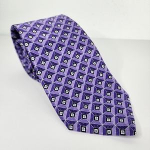 JZ BOULDER Purple Geometric Silk Tie.